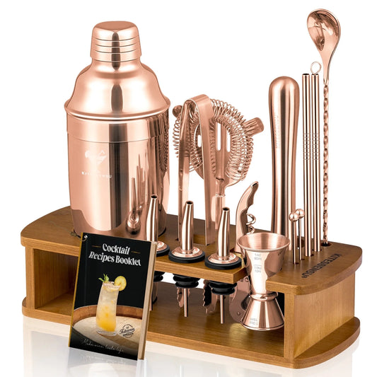 Cocktail Shaker Set Bartender Kit, 15Pcs Stainless Steel Drink Mixer Set, Bar Set with Bar Accessory Tools: Martini Shaker, Jigger, Strainer, Mixer Spoon, Muddler, Liquor Pourers-Rose Gold 4.5 stars out of 8 reviews (4.5)| 8 ratings