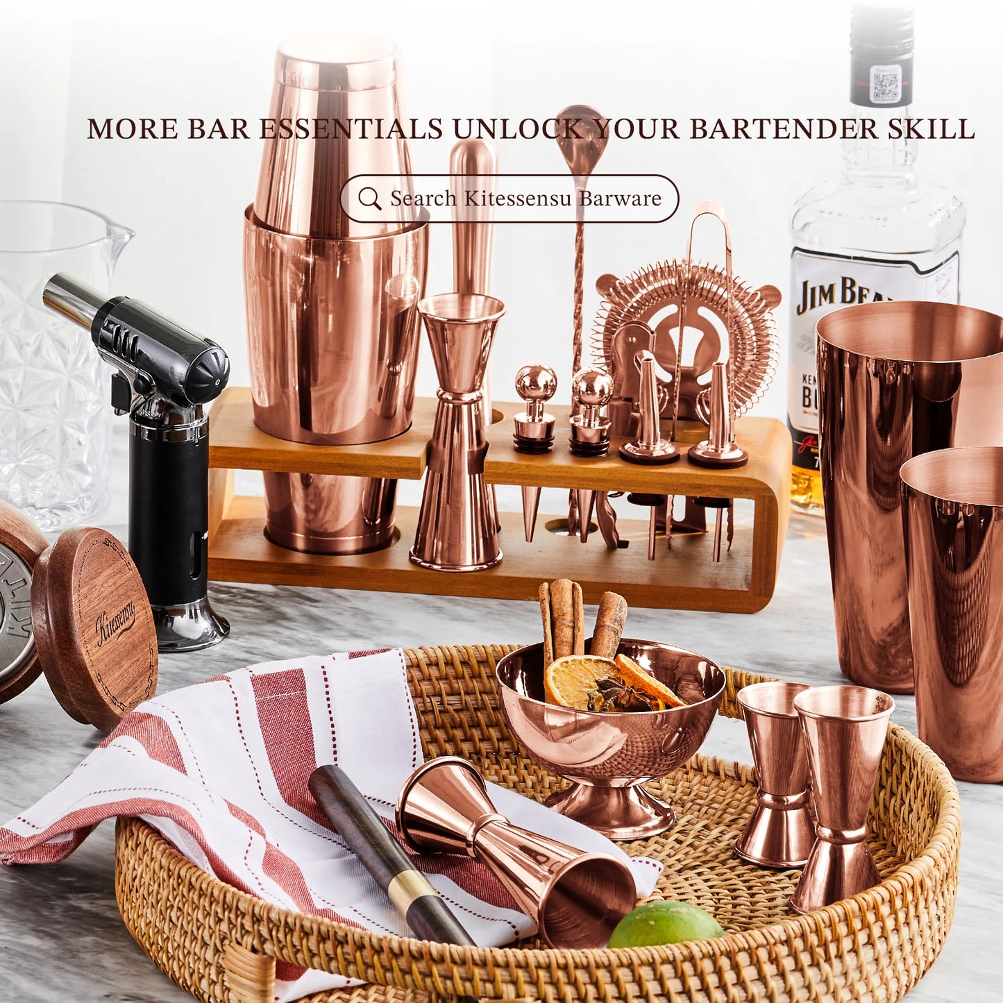 Cocktail Shaker Set Bartender Kit, 15Pcs Stainless Steel Drink Mixer Set, Bar Set with Bar Accessory Tools: Martini Shaker, Jigger, Strainer, Mixer Spoon, Muddler, Liquor Pourers-Rose Gold 4.5 stars out of 8 reviews (4.5)| 8 ratings